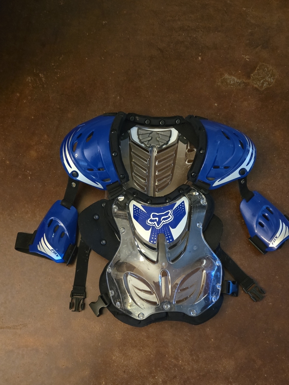 Fox Youth Blue Chest and Shoulder Protector Size M